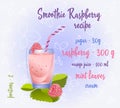 Pink smoothie recipe. Fresh organic smoothie ingredients. Health or detox diet food concept.